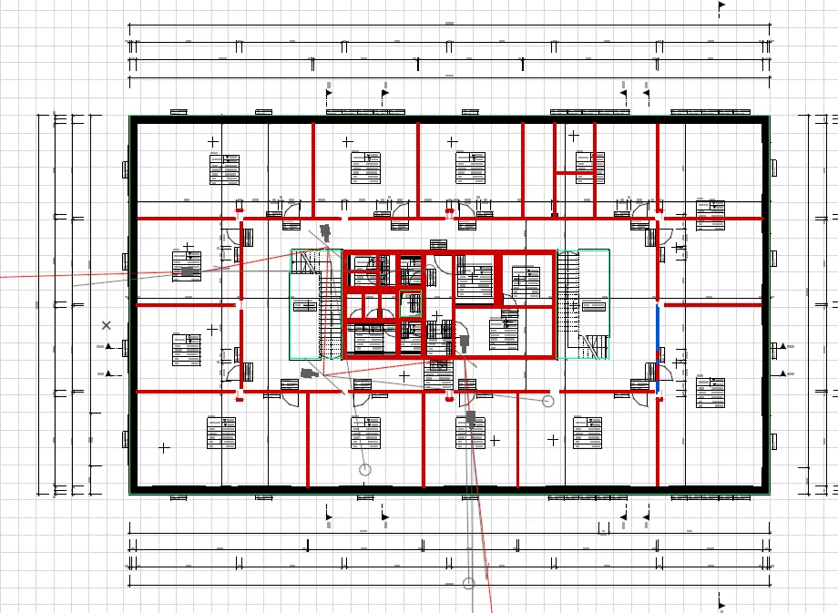 Archicad-Grundriss mit eingeblendetem ArchiCut-Kontroll-Overlay