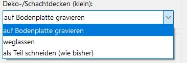 Schachtdecken-Popup mit drei Optionen